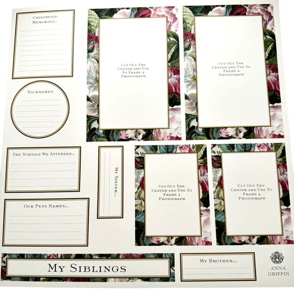 Anna Griffin 2003 Family Tree Album 12 Pages Only 12x12 Cut Aparts Frames RARE - Picture 11 of 15